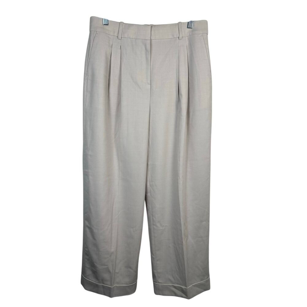 J. Crew Essential Wide Leg Pant Women 10 Cream Excellent Nova Fides Wool Blend